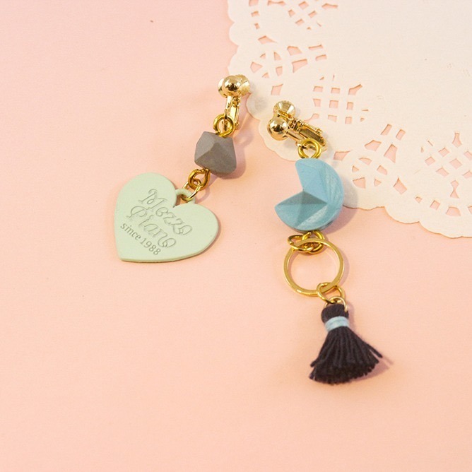 ┌幾何愛心┐ 不對稱螺旋夾式耳環-細節圖2