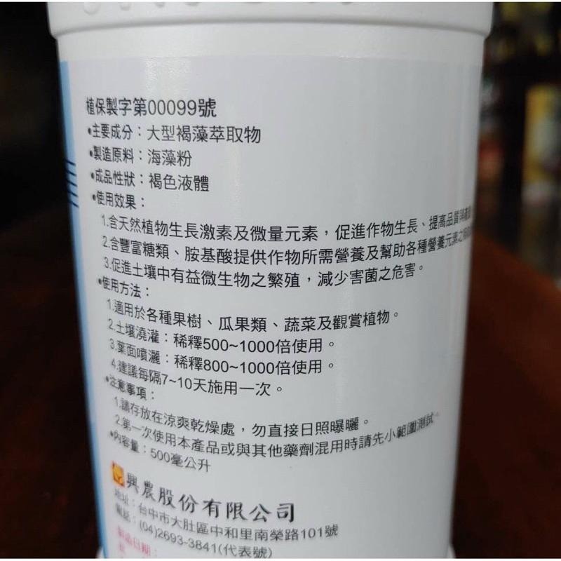 【興農牌】氨蜜樂精500G+藻興農500ML組合 天然胺基酸+天然海藻精 快速補肥補色 幫助著花著果 幫助生長-細節圖4
