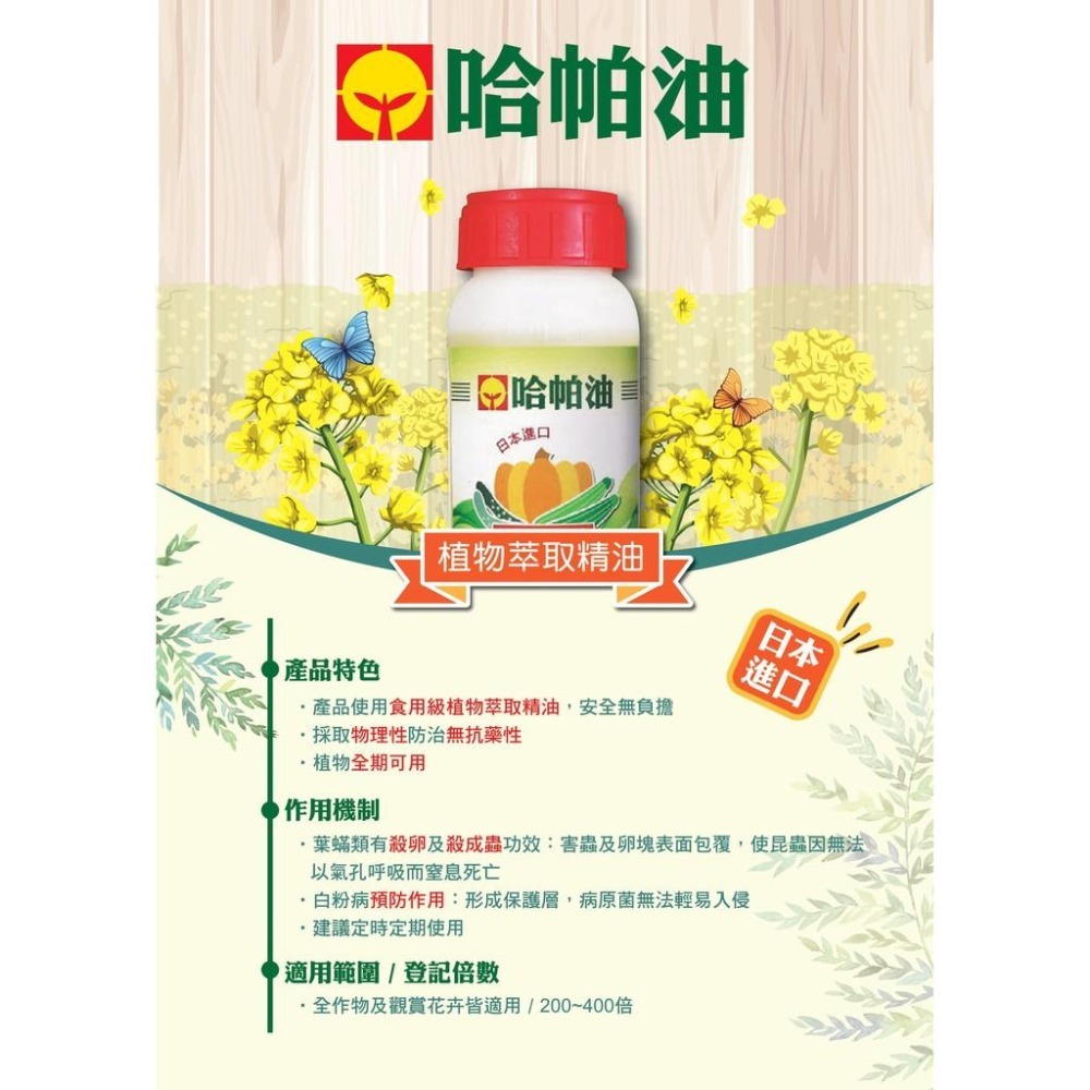 【興農牌】哈帕油 250ML 日本進口 有機 菜籽油 介殼蟲 葉蟎 白粉病 植物保護資材 附贈小量杯-細節圖2