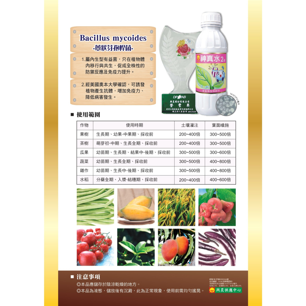 【興農牌】神真水2號 500ML 1L 微生物 溶鉀菌 蕈狀芽孢桿菌 增生植物免疫力 附贈量杯-細節圖4