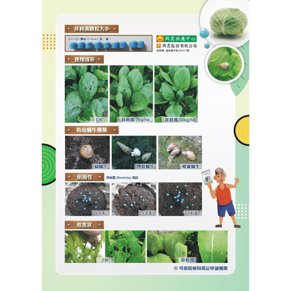 【興農牌】菲利瑪 10KG 磷酸鐵 蝸牛餌劑 蝸牛藥 蛞蝓 非洲大蝸牛 免登記植物保護資材-細節圖5