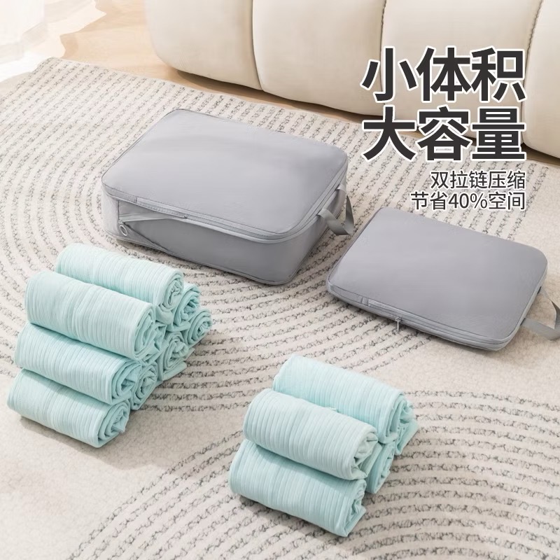 🔥台灣現貨🔥壓縮收納袋 羽絨服收納包 雙拉鍊壓縮收納袋 氣孔壓縮收納袋  換季收納袋 手提收納袋 衣櫃整理袋 收納-細節圖3