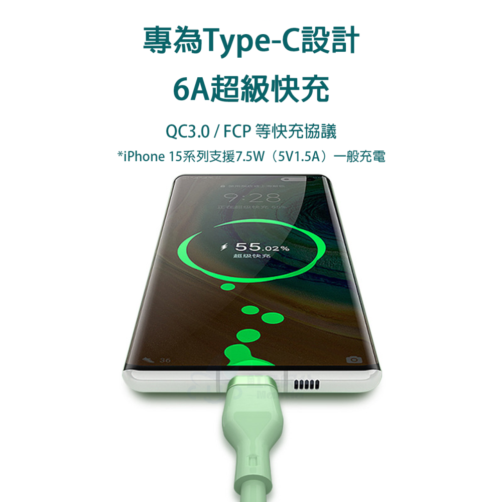 TypeC充電線 快充 6A USB-A 傳輸線 炫彩磨砂 適用 iPhone15 iPad iOS 安卓 三星 小米-細節圖5