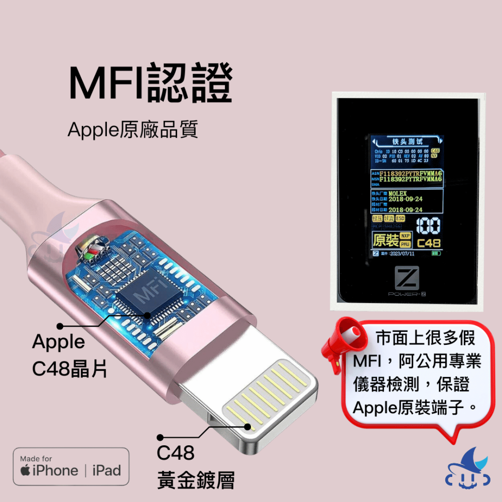 iPhone充電線MFI 快充 USB Lightning 蘋果 apple 星光編織 適用 i14 13 12 11-細節圖2