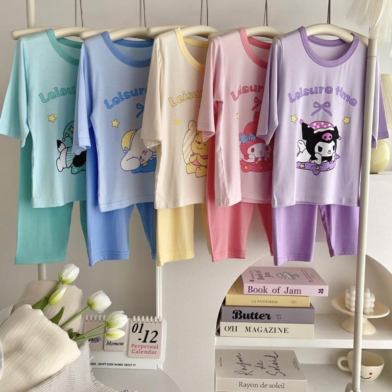 🎀雙生媽の櫥窗🎀 三麗鷗冰涼莫代爾棉七分袖居家套裝 兒童睡衣 居家服-細節圖3