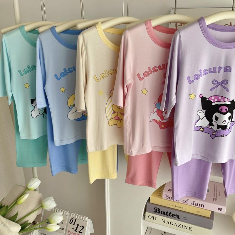 🎀雙生媽の櫥窗🎀 三麗鷗冰涼莫代爾棉七分袖居家套裝 兒童睡衣 居家服-細節圖4