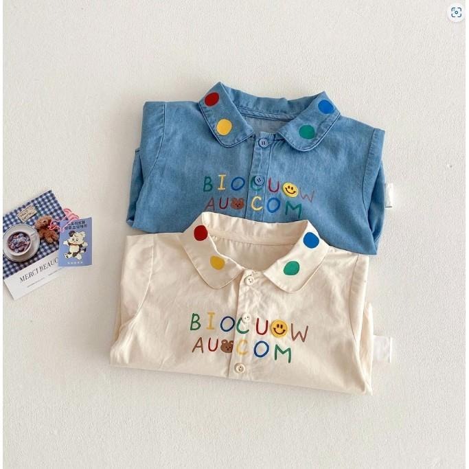 🎀雙生媽の櫥窗🎀 男童字母波點牛仔襯衫上衣-細節圖3