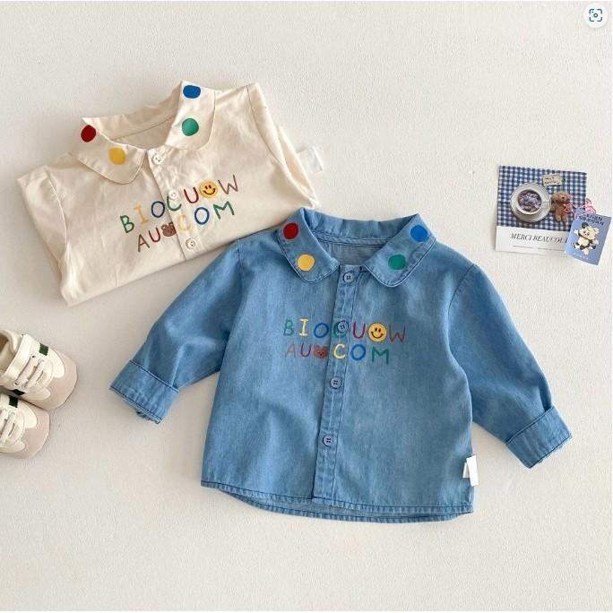 🎀雙生媽の櫥窗🎀 男童字母波點牛仔襯衫上衣-細節圖4