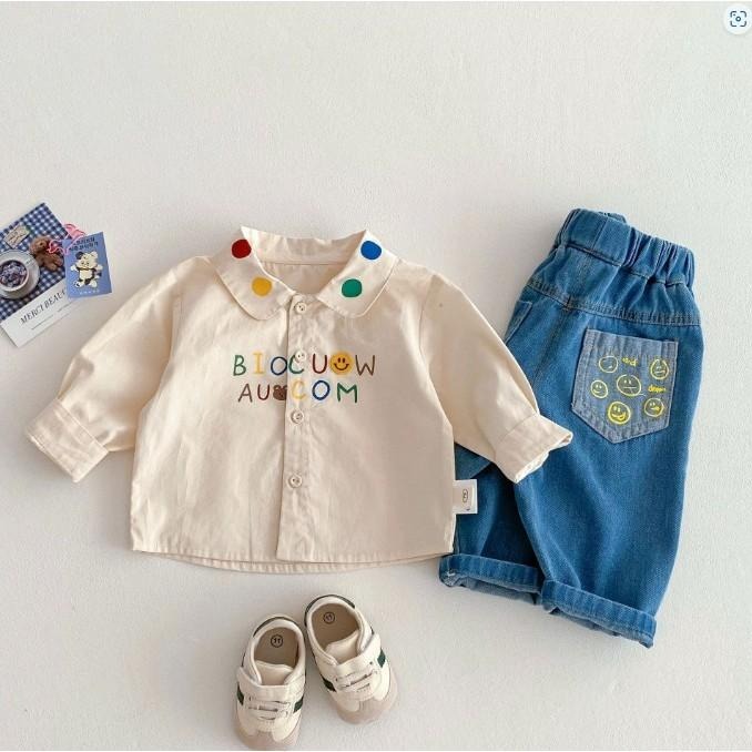 🎀雙生媽の櫥窗🎀 男童字母波點牛仔襯衫上衣-細節圖7