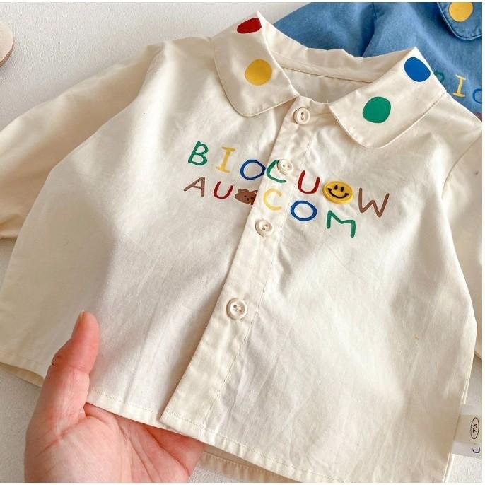 🎀雙生媽の櫥窗🎀 男童字母波點牛仔襯衫上衣-細節圖9