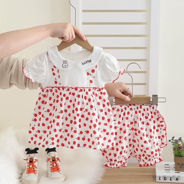 🎀雙生媽の櫥窗🎀 女寶夏季翻領水果短袖套裝 女寶套裝-細節圖3