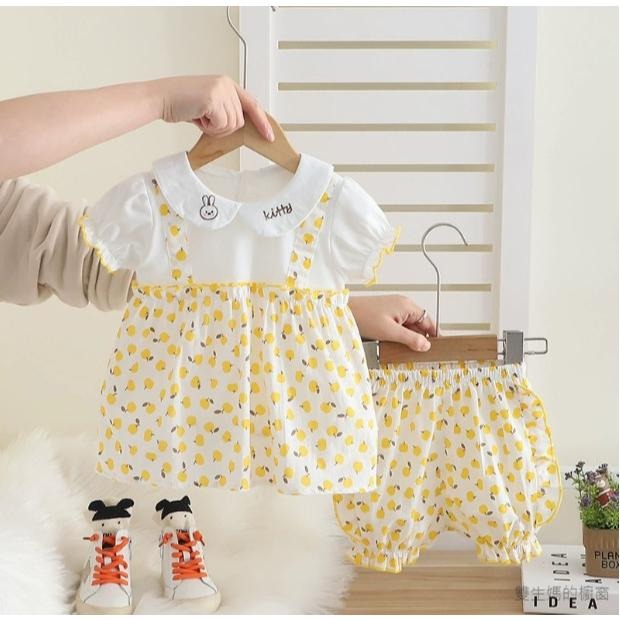 🎀雙生媽の櫥窗🎀 女寶夏季翻領水果短袖套裝 女寶套裝-細節圖4