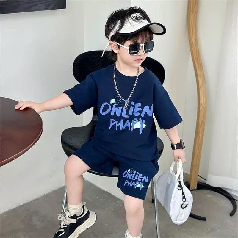 🎀雙生媽の櫥窗🎀 韓版春季新款休閒英文套裝 中大童 男寶套裝-細節圖3