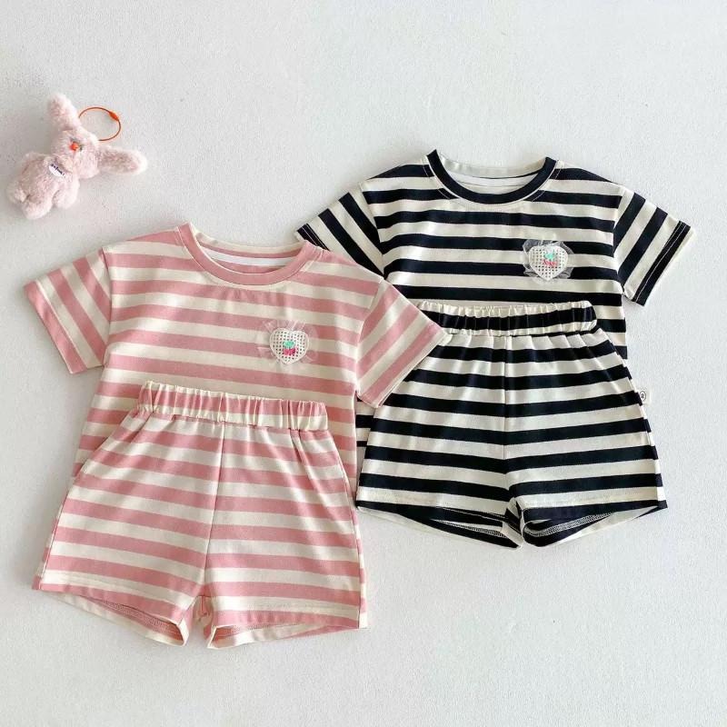 🎀雙生媽の櫥窗🎀 純棉嬰幼兒條紋兩色套裝 兒童套裝棉質-細節圖3