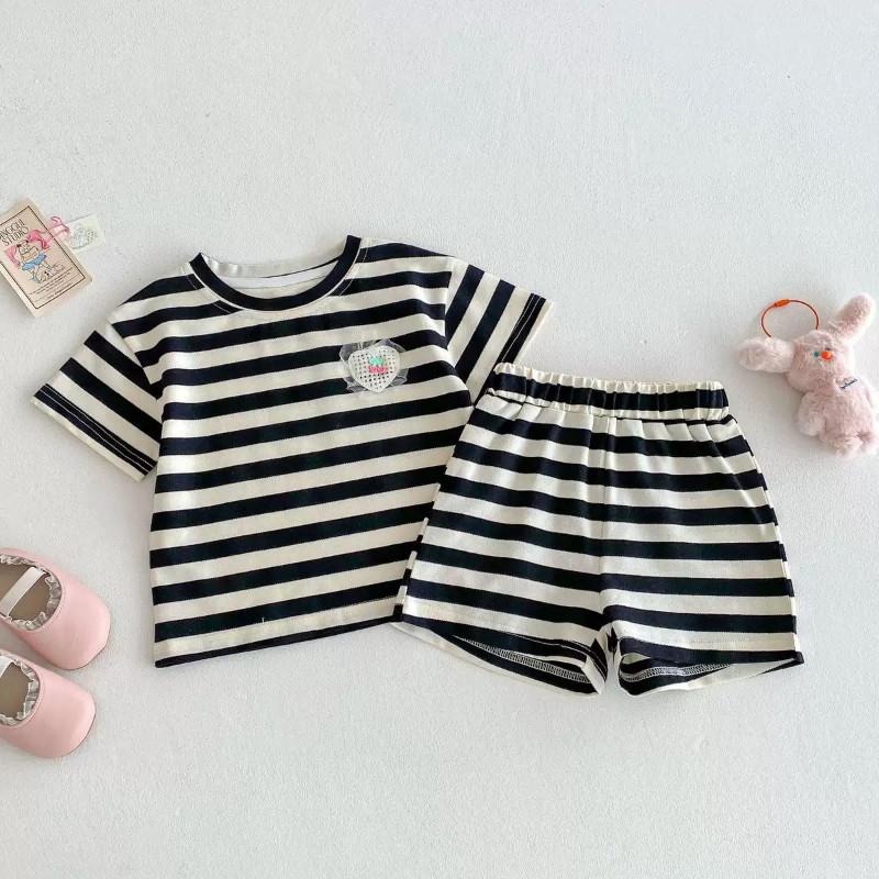 🎀雙生媽の櫥窗🎀 純棉嬰幼兒條紋兩色套裝 兒童套裝棉質-細節圖8