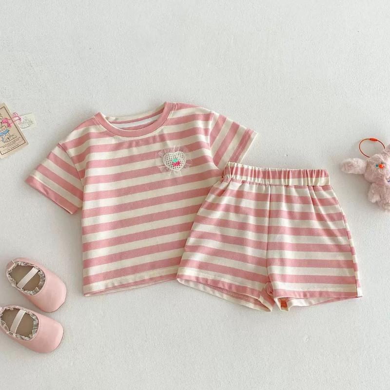 🎀雙生媽の櫥窗🎀 純棉嬰幼兒條紋兩色套裝 兒童套裝棉質-細節圖9