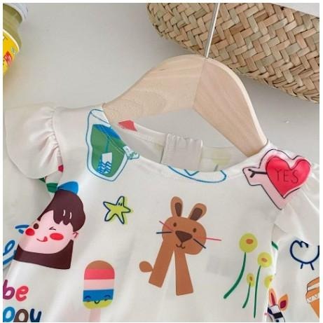 🎀雙生媽の櫥窗🎀 夏季韓國童裝女寶滿版卡通連身泳裝-細節圖3