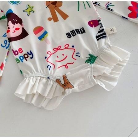 🎀雙生媽の櫥窗🎀 夏季韓國童裝女寶滿版卡通連身泳裝-細節圖4
