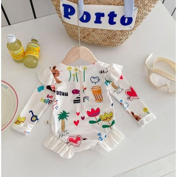 🎀雙生媽の櫥窗🎀 夏季韓國童裝女寶滿版卡通連身泳裝-細節圖7