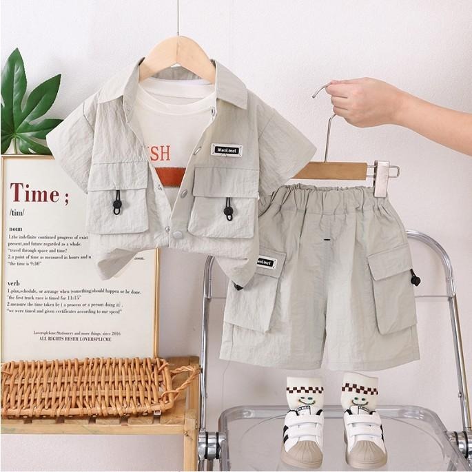 🎀雙生媽の櫥窗🎀 男寶背心大袋工裝褲三件套裝-細節圖2