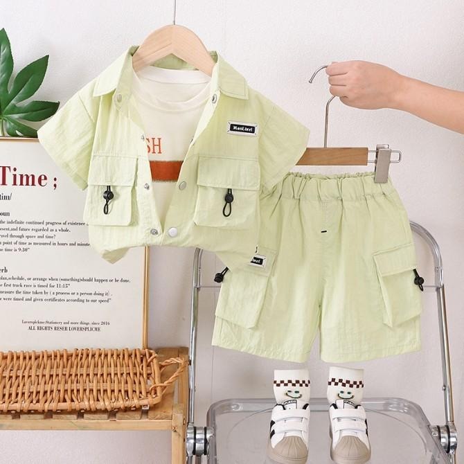 🎀雙生媽の櫥窗🎀 男寶背心大袋工裝褲三件套裝-細節圖3