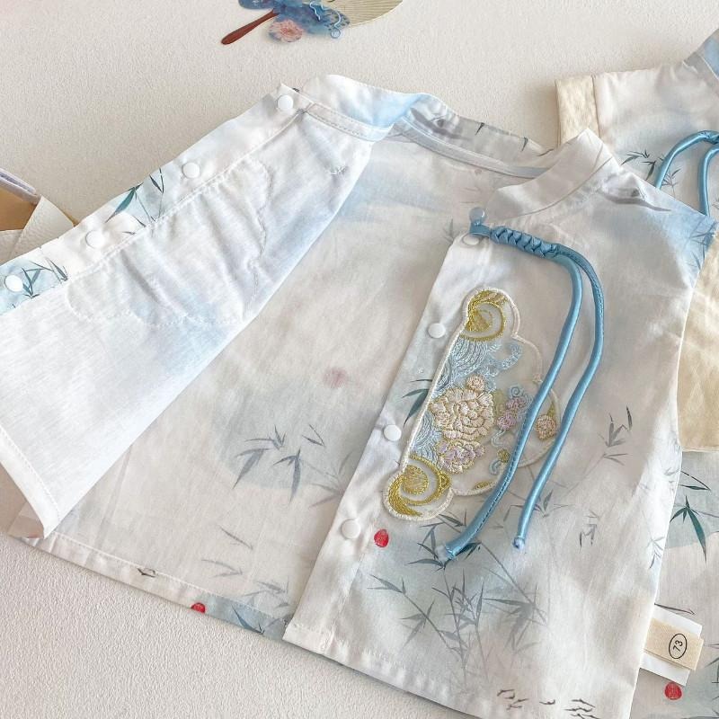 🎀雙生媽の櫥窗🎀 純棉中國風水墨畫刺繡包屁/套裝 刺繡套裝 中國風 唐朝-細節圖6