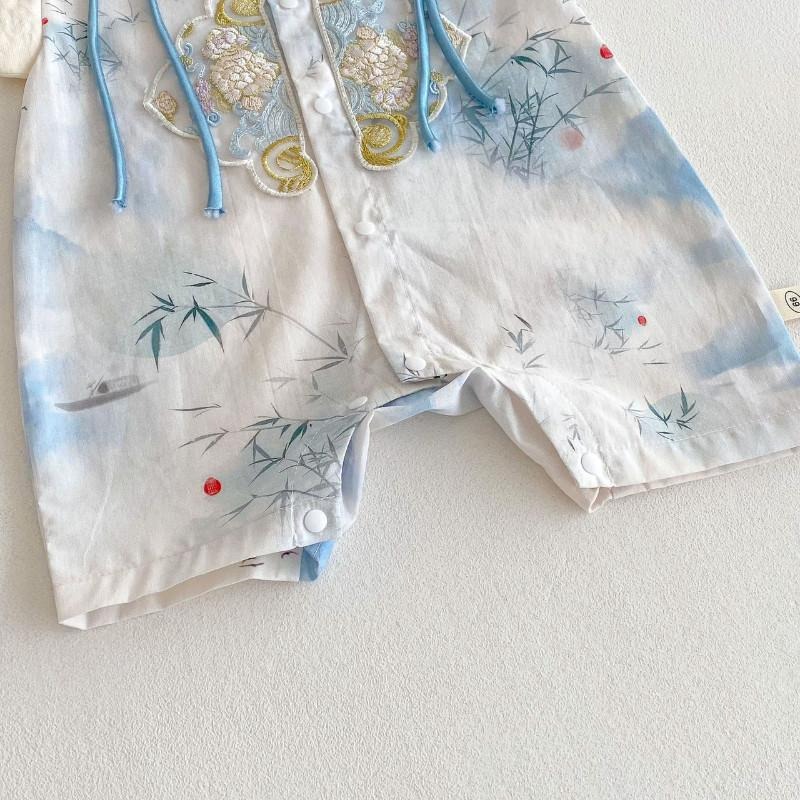 🎀雙生媽の櫥窗🎀 純棉中國風水墨畫刺繡包屁/套裝 刺繡套裝 中國風 唐朝-細節圖7