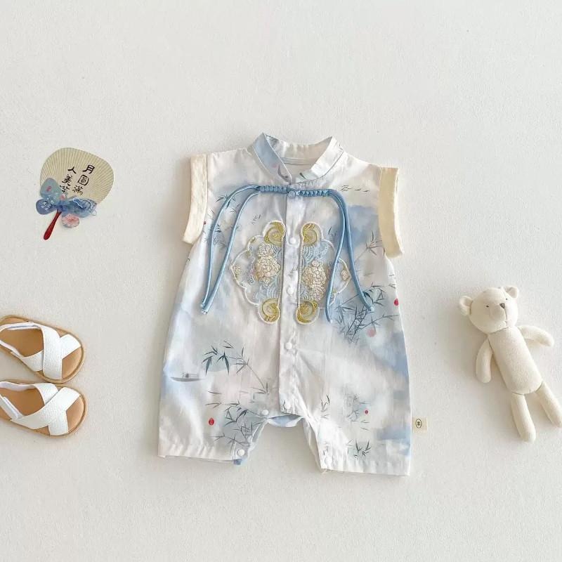 🎀雙生媽の櫥窗🎀 純棉中國風水墨畫刺繡包屁/套裝 刺繡套裝 中國風 唐朝-細節圖9