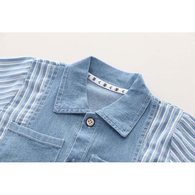 🎀雙生媽の櫥窗🎀 韓版翻領帥帥牛仔襯衫兩件套-細節圖5