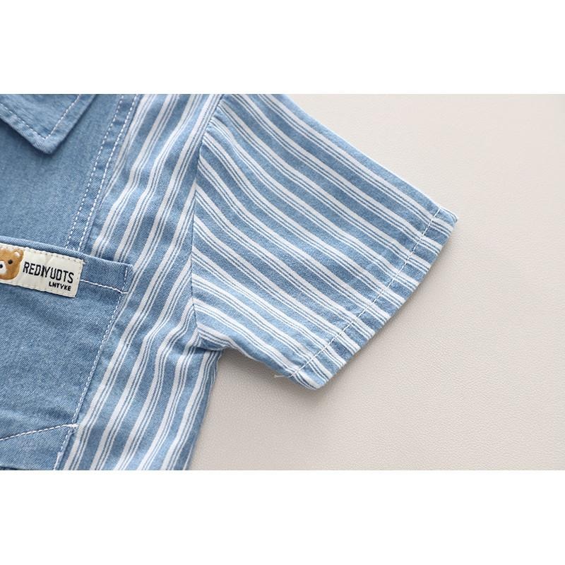 🎀雙生媽の櫥窗🎀 韓版翻領帥帥牛仔襯衫兩件套-細節圖7