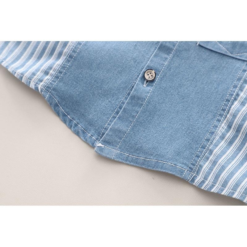 🎀雙生媽の櫥窗🎀 韓版翻領帥帥牛仔襯衫兩件套-細節圖8