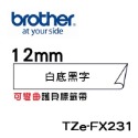 Brother TZe-FX221 231  ( 可彎曲護貝標籤帶 (9mm~12mm白底黑字)原廠-規格圖2