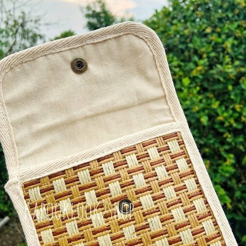 泰國 清邁 編織錢包 木漿錢包 藤編錢包 手工編織包-細節圖5