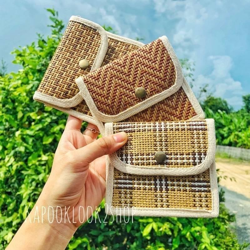 泰國 清邁 編織錢包 木漿錢包 藤編錢包 手工編織包-細節圖6