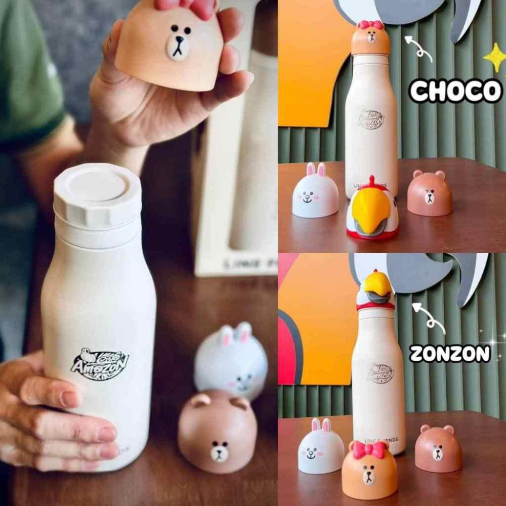 清倉~泰國 LINE FRIENDS 保溫瓶 保冷瓶 熊大 兔兔 熊大妹妹 轉轉 套組-細節圖3
