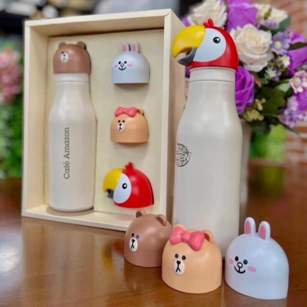 清倉~泰國 LINE FRIENDS 保溫瓶 保冷瓶 熊大 兔兔 熊大妹妹 轉轉 套組-細節圖4