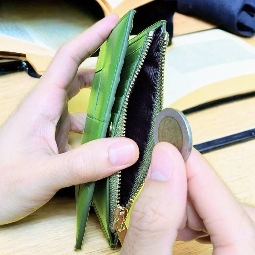 泰國 龍婆本廟 皮夾 手寫經文招財中版羊皮編織款-細節圖4