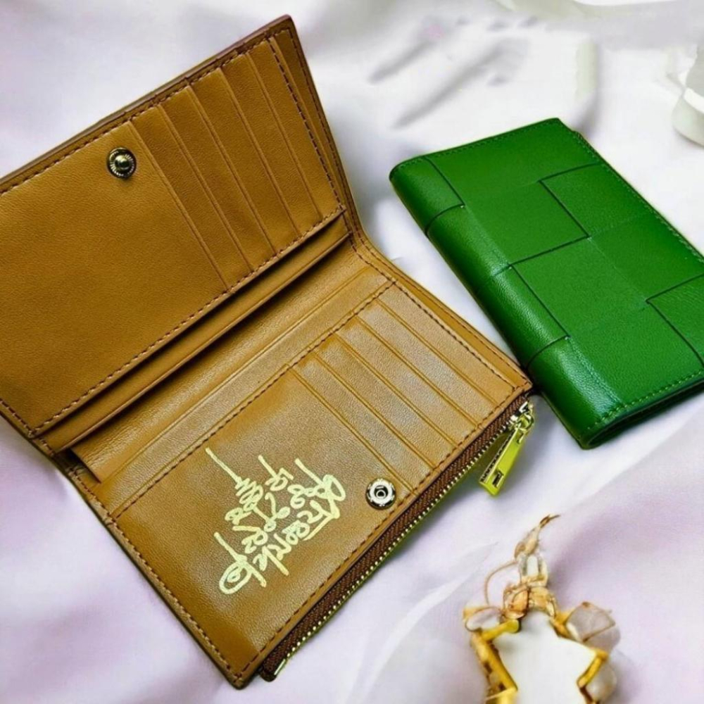 泰國 龍婆本廟 皮夾 手寫經文招財中版羊皮編織款-細節圖5