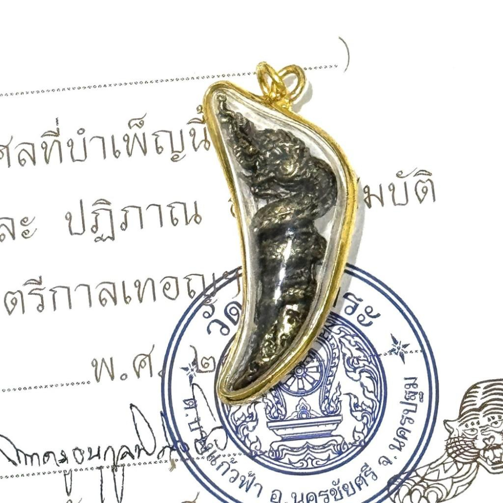 泰國 龍婆本廟 水龍 佛牌 娜迦之牙 月牙佛牌-細節圖2