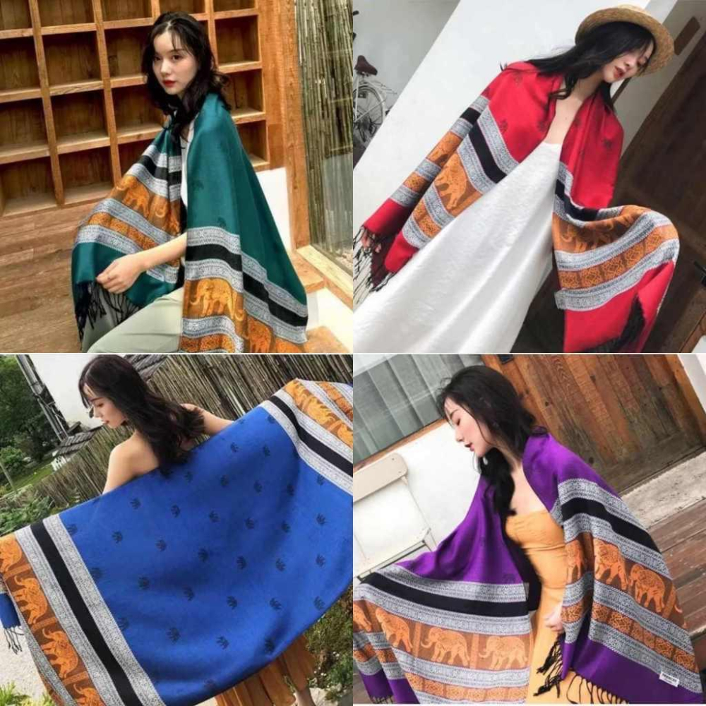 泰國 大象 絲巾 披巾 披肩 圍巾-細節圖3