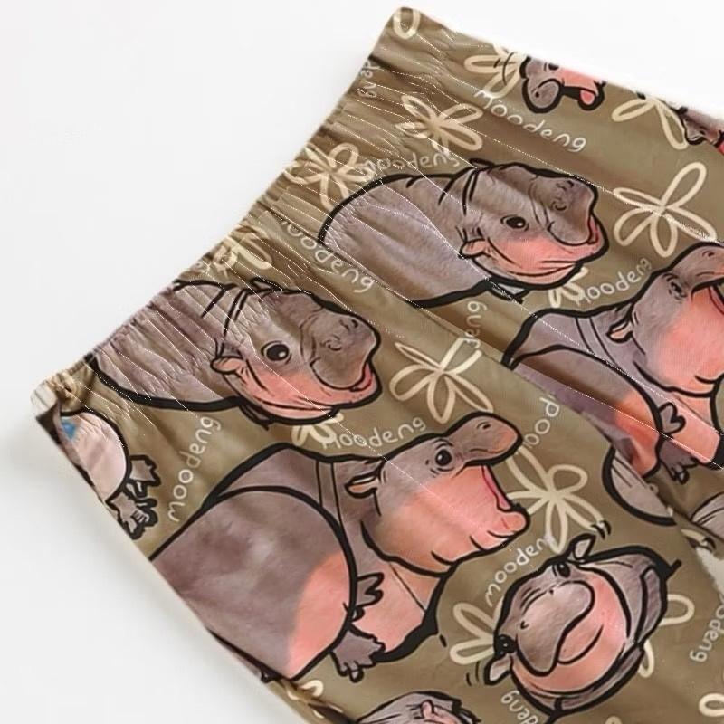 泰國 Moo Deng 彈跳豬 長褲 大象褲 波希米亞風 洽圖洽採購 男女都可以穿-細節圖2