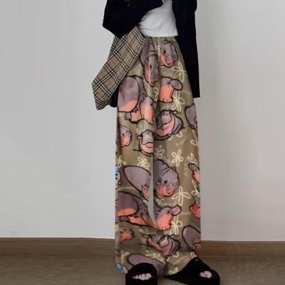 泰國 Moo Deng 彈跳豬 長褲 大象褲 波希米亞風 洽圖洽採購 男女都可以穿-細節圖4