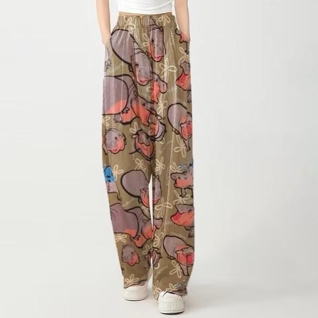 泰國 Moo Deng 彈跳豬 長褲 大象褲 波希米亞風 洽圖洽採購 男女都可以穿-細節圖6