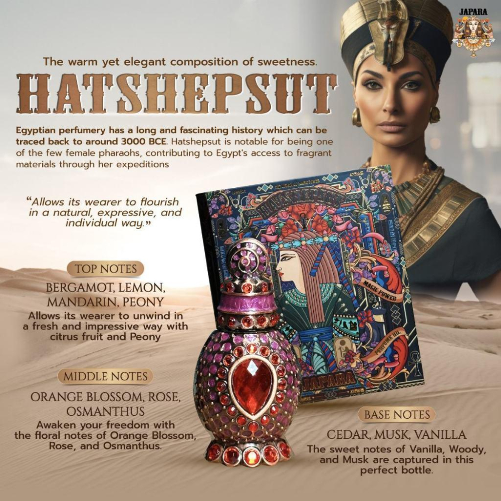 泰國 JAPARA 金字塔 哈塞普蘇 娜芙蒂蒂 尼羅河之花 精油香水 盒裝專櫃正品-細節圖5
