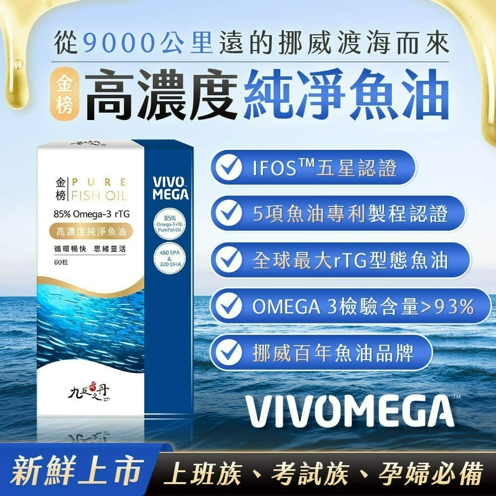 九五之丹 高濃度純淨魚油 60顆/盒 rTG型態 好吞服 無腥味 挪威魚油 85%Omega-3 DHA EPA-細節圖3