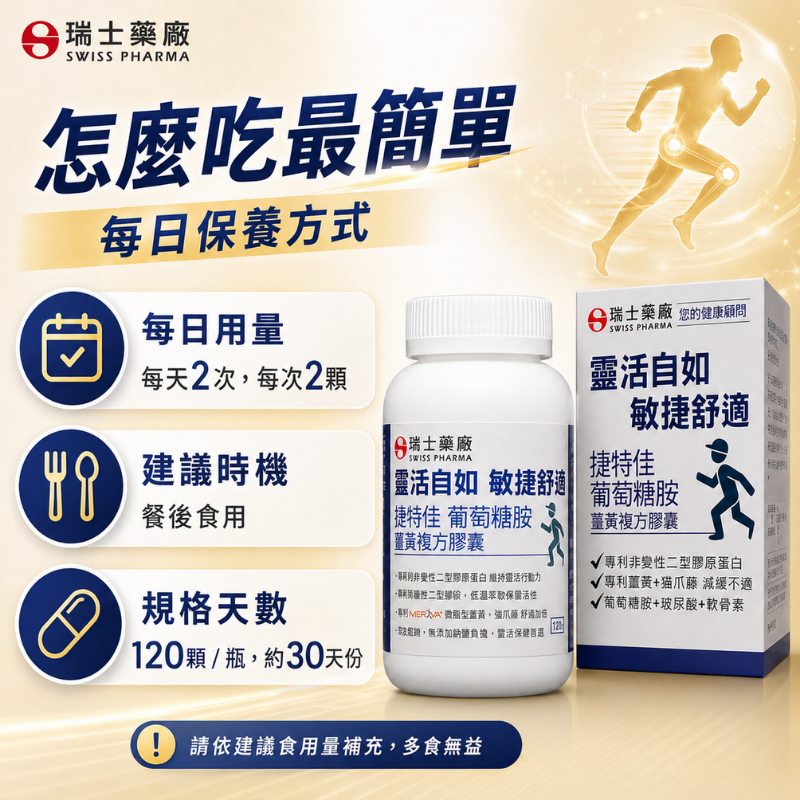 瑞士藥廠 葡萄糖胺 薑黃 複方膠囊 120顆 UC2 非變性二型膠原蛋白 玻尿酸 軟骨素 貓爪藤 維骨力 MSM-細節圖5