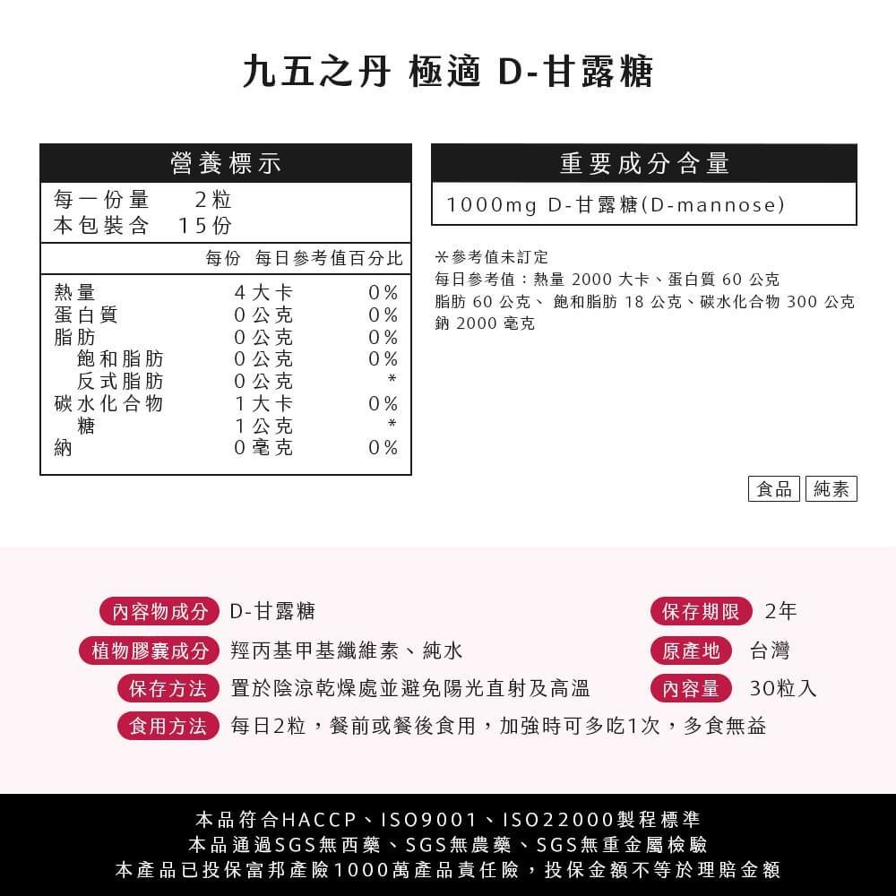 九五之丹 甘露糖 1000mg 30顆/包 女性私密保養 調整體質 私密調理 甘露糖膠囊-細節圖7