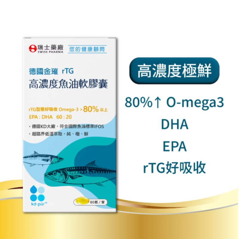 瑞士藥廠 高濃度魚油軟膠囊 60顆/罐 魚油 Omega3含量80%以上 EPA DHA rTG型態 無腥味-細節圖2