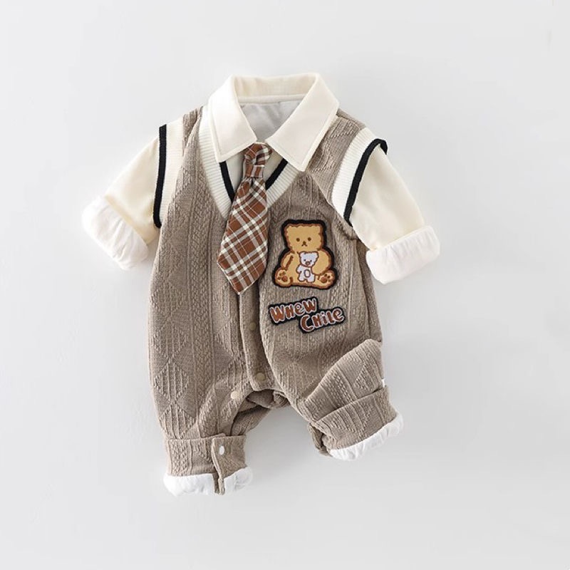 秋冬學院風超萌長袖連體衣-細節圖2