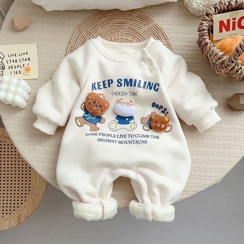 寶寶秋冬保暖外出連體衣內刷毛-細節圖2